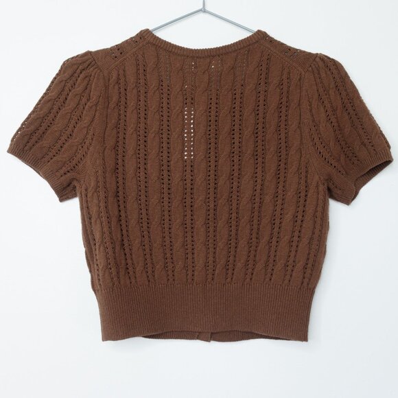 ARITZIA Wilfred Fey Short Sleeve Knit Cardigan "Cognac" Brown XS - Picture 4 of 7